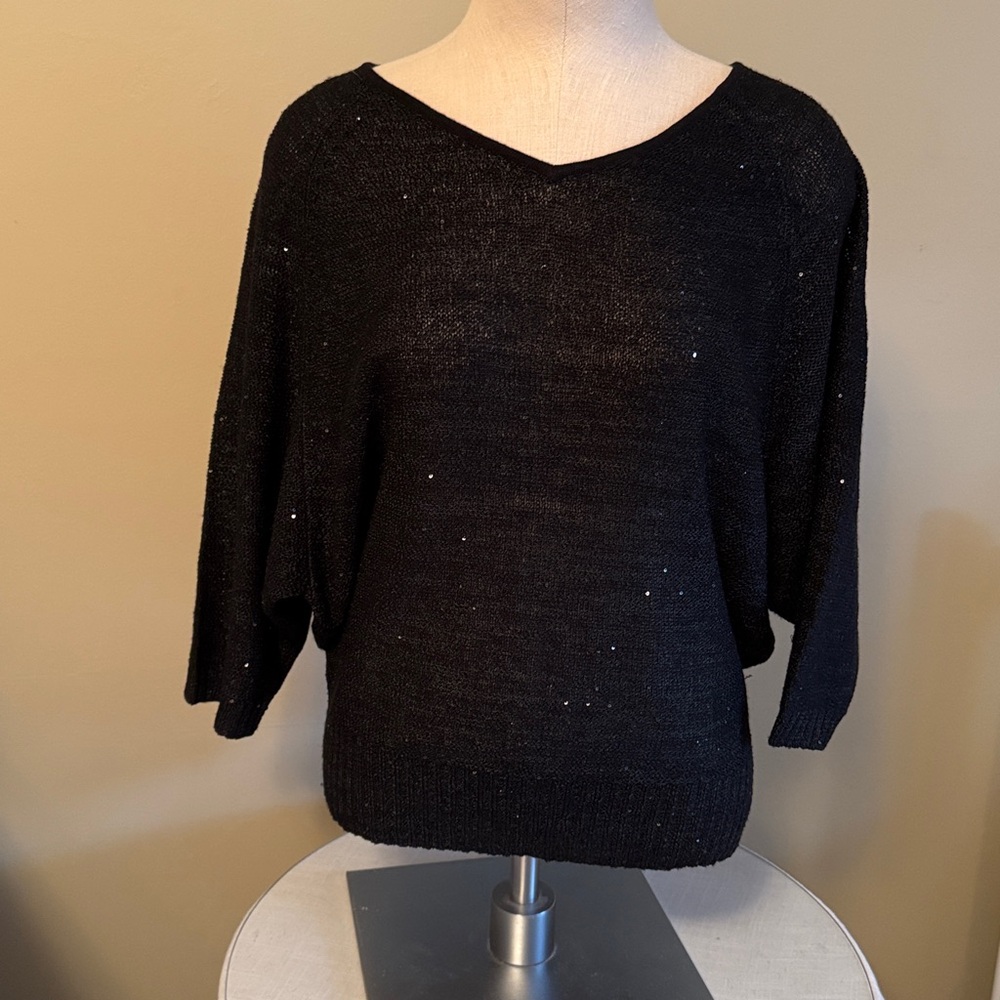 LOFT Black Shimmer Top great for the holiday. Lightweight and stretchy Size Med